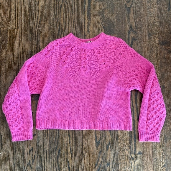 SEA NY Alpaca Wool Pink Cropped Brie Sweater - Picture 5 of 12